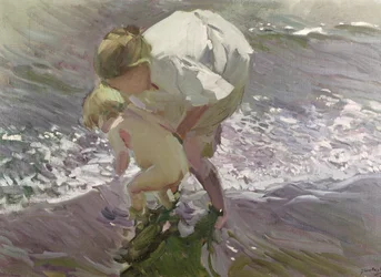 Badande på stranden, 1908